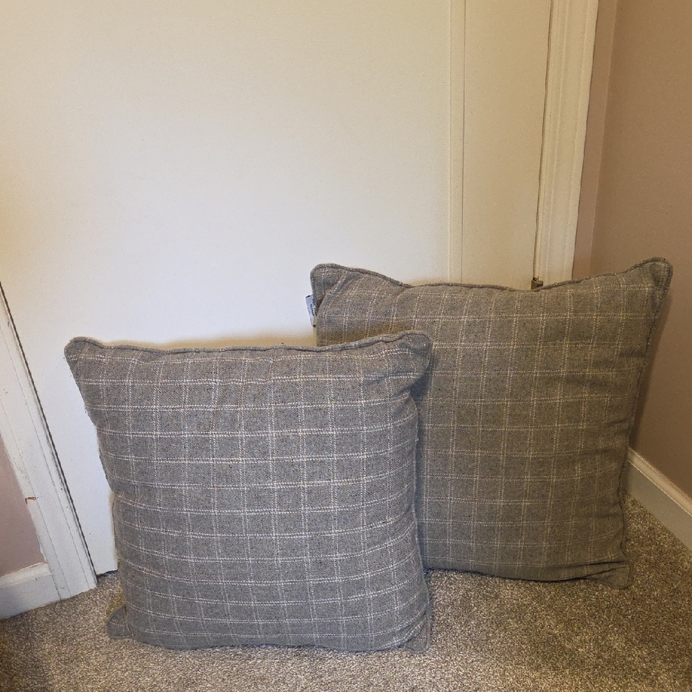 Gray Plaid Throw Pillows
